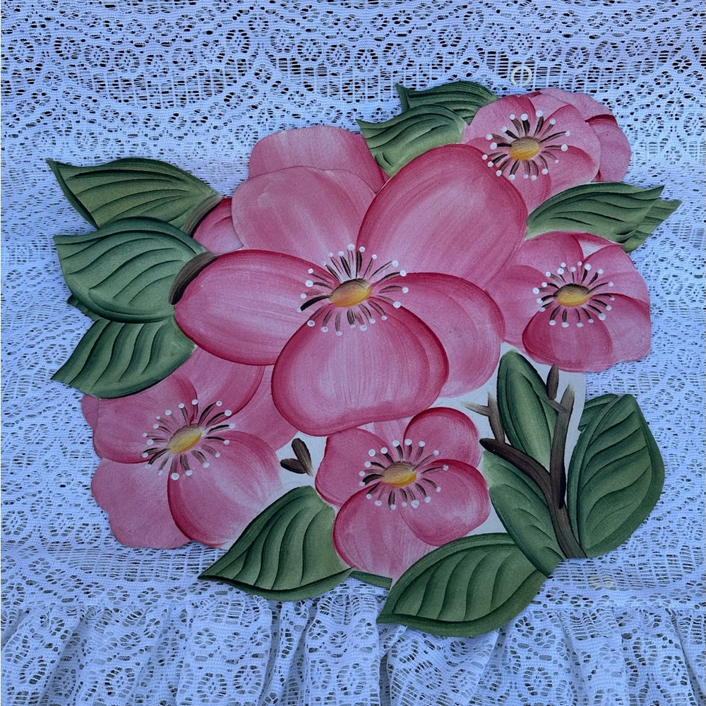 Two Large Pink Flower Placemats